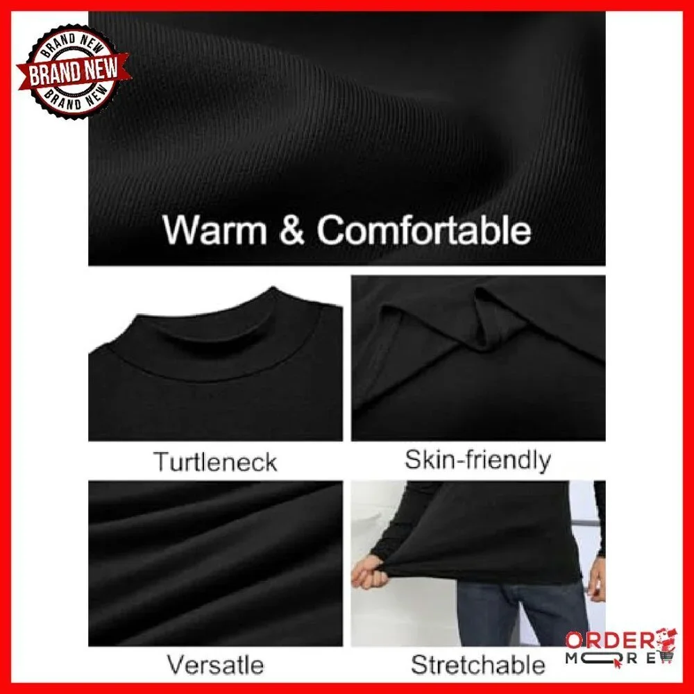 Men's Mock Turtleneck Thermal Shirt Slim Fit Lightweight Polyester Cotton